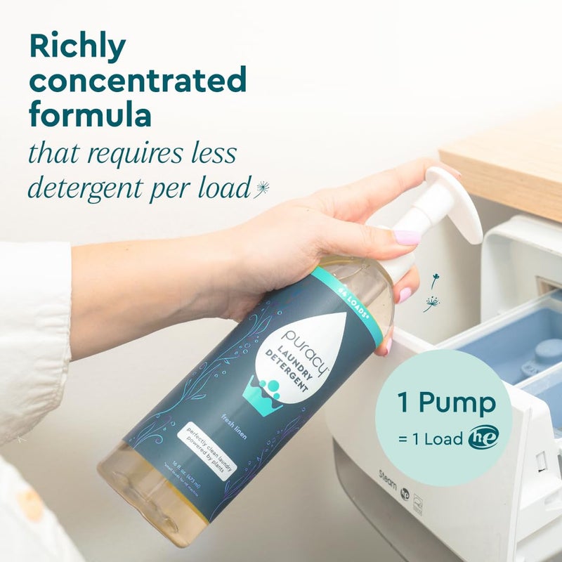 Puracy Laundry Detergent Refill - Enzyme-Powered Liquid Laundry Detergent Concentrate, Natural Laundry Detergent Seen on TikTok, Non-Toxic (Fresh Linen, 48 fl oz, 192 Loads) - Image 5
